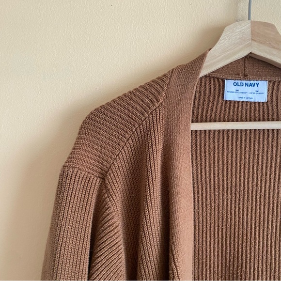 Old Navy Textured Open Front Sweater Cardigan Woman 3X  Brown Boxy Pockets 2023 - Picture 4 of 13